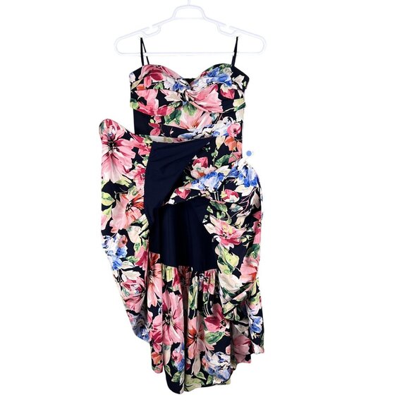 Eliza J  6 Strapless Sweetheart Bustier Floral High Low Ruffle Dress Bloomcore - Picture 10 of 16